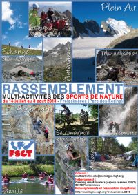 Rassemblement multi-activités des sports de nature. Du 14 juillet au 3 août 2013 à Freissinières. Hautes-Alpes. 